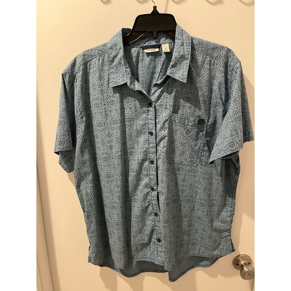 LL BEAN Short Sleeved Mens Blue Shirt Size XL - Picture 1 of 5